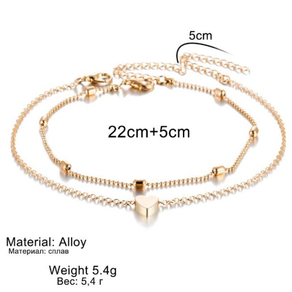 Layered Heart Anklet - Picture 5 of 6